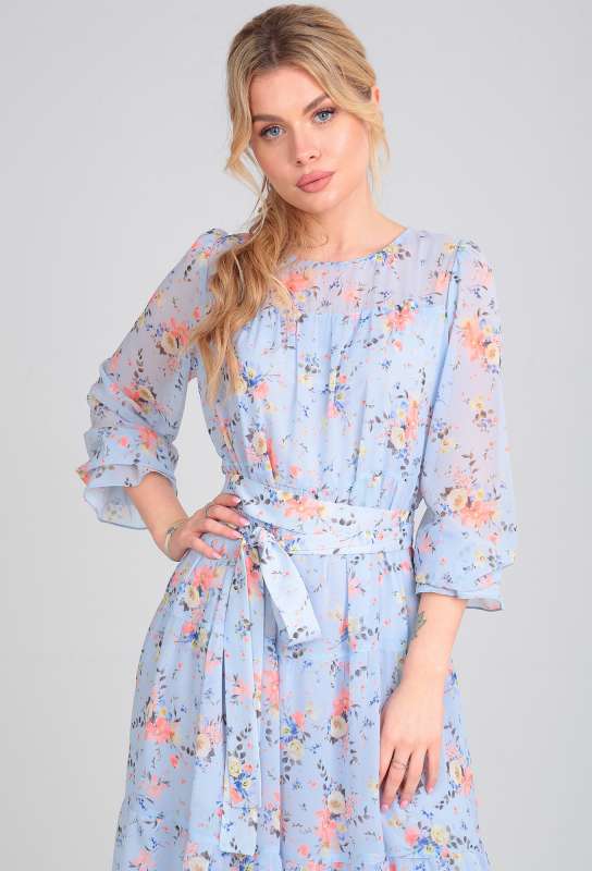 Платье Verita 2202 голубой цветы Verita купить по оптовым и розничным ценам