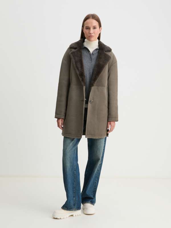 Женская дубленка RV-W3/3871950, зелено-серый MAISON DAVID купить по оптовым и розничным ценам