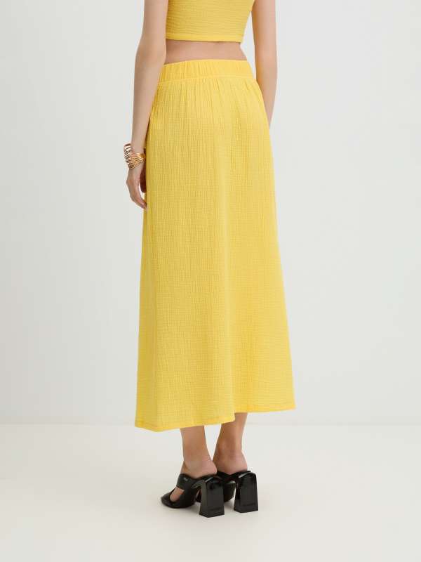 Юбка миди из муслина BLN918/4235237, лимонный MAISON DAVID купить по оптовым и розничным ценам
