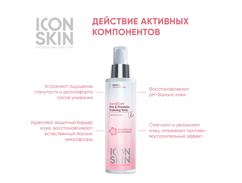 Тоник успокаивающий с комплексом пре- и пробиотиков / SENSICARE 150 мл ICON SKIN купить по оптовым и розничным ценам