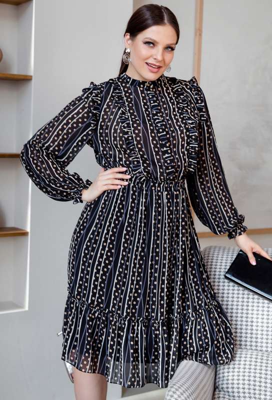 Платье ASV 2203 черный горох ASV купить по оптовым и розничным ценам