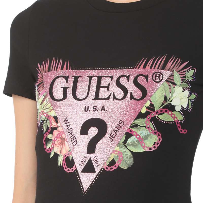 Женская футболка SS CN FLORIA TEE W2YI29J1311/3063705, черный Guess купить по оптовым и розничным ценам