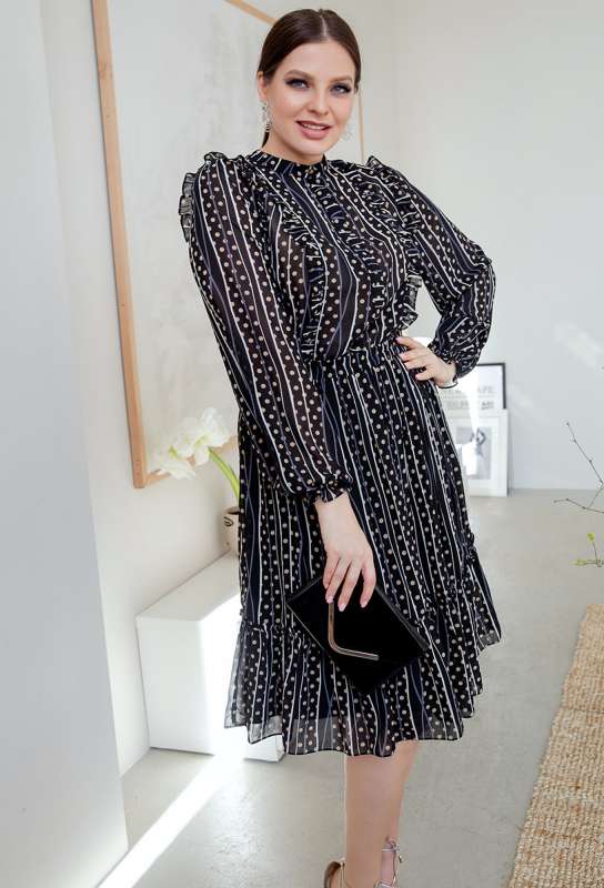 Платье ASV 2203 черный горох ASV купить по оптовым и розничным ценам